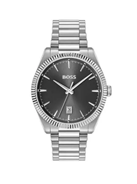 BOSS-markasi-erkek-kol-saati-gri-kadran BOSS erkek kol saati gri kadran 40 mm ince kasa modeli